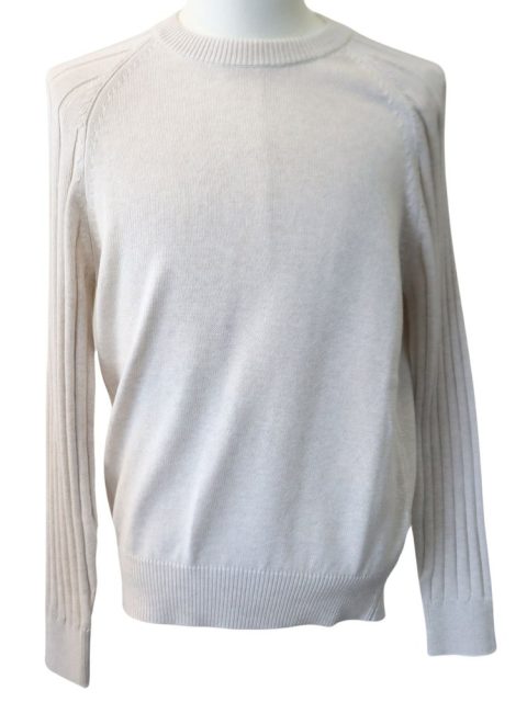 Brunello Cucinelli White Raglan Sleeve Men’s Sweater Cotton
