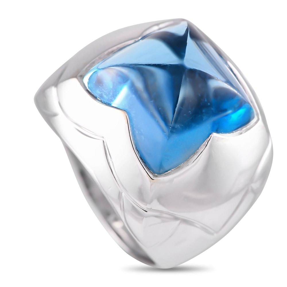 Bvlgari 18K White Gold Topaz Pyramide Ring BV02-093024