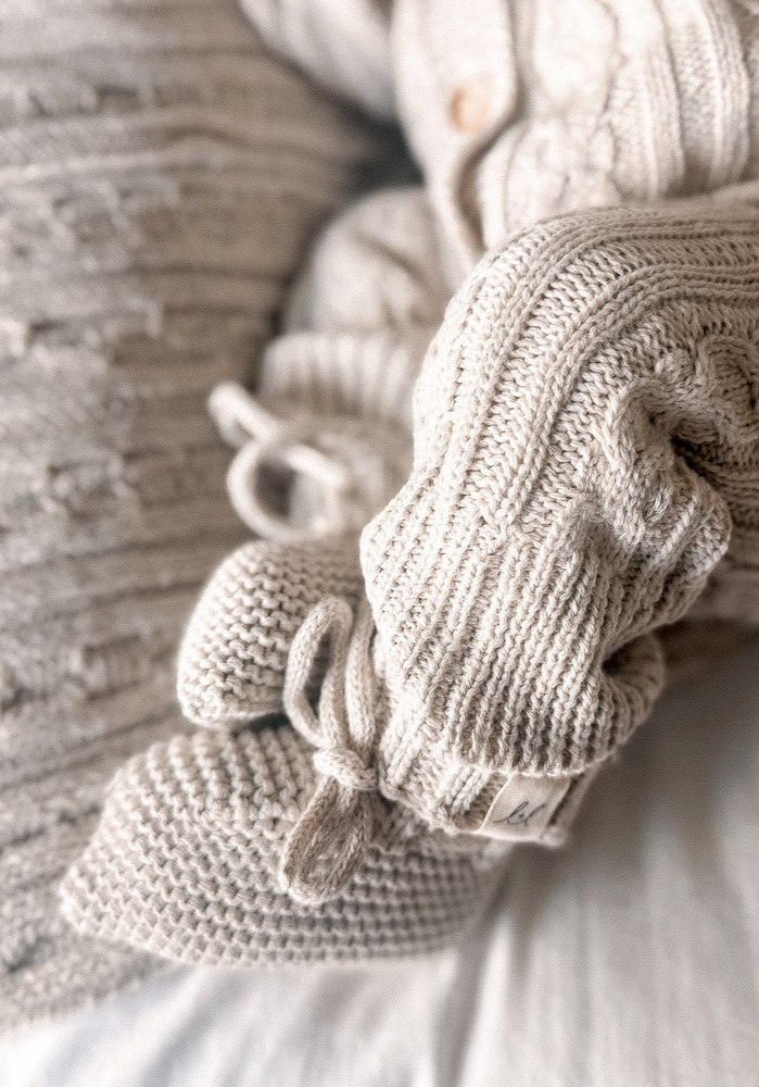 Luna + Luca Organic Cotton Baby Booties – Natural