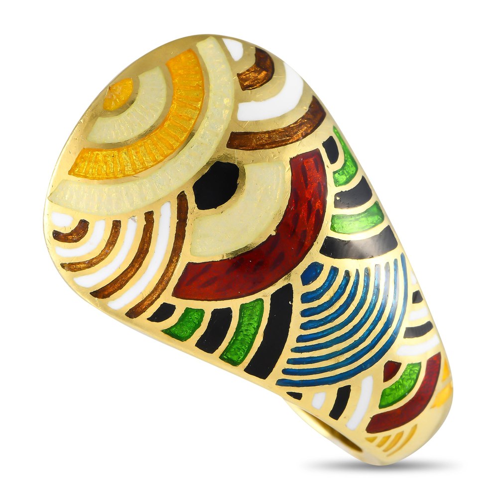 LB Exclusive 18K Yellow Gold Enamel Ring MF17-051424