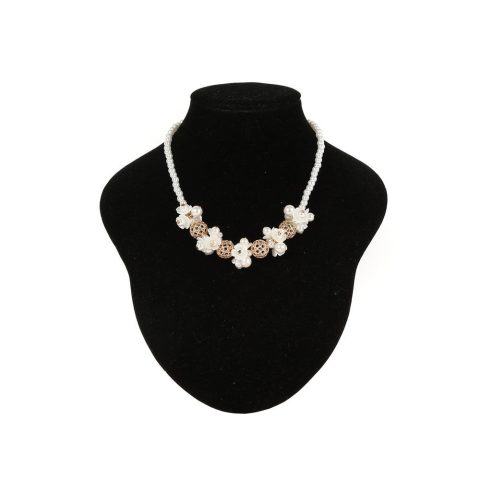 Pearl Flower Gold Trim Necklace
