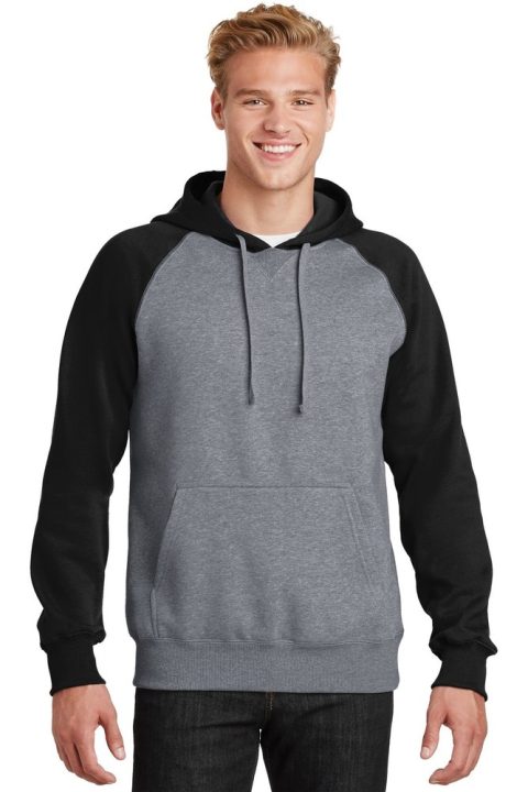 Sport-Tek Men’s Raglan Colorblock Pullover Hooded Sweatshirt