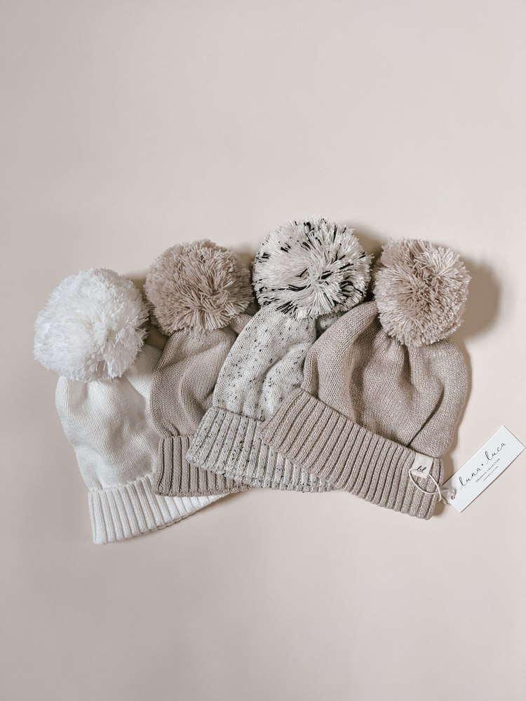Luna + Luca Pom Beanie – Beige