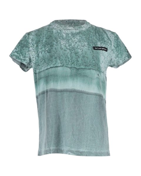 Acne Studios Printed Crew Neck T-Shirt in Green Cotton
