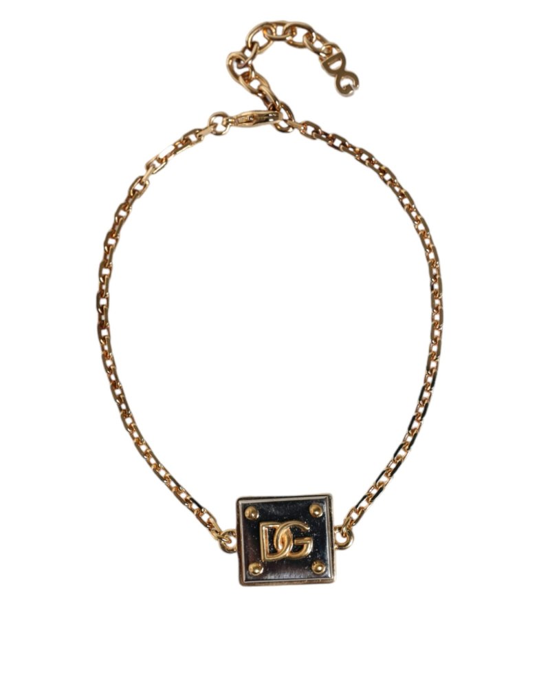 Dolce & Gabbana Brass Chain Logo Sicily Pendant Women’s Necklace