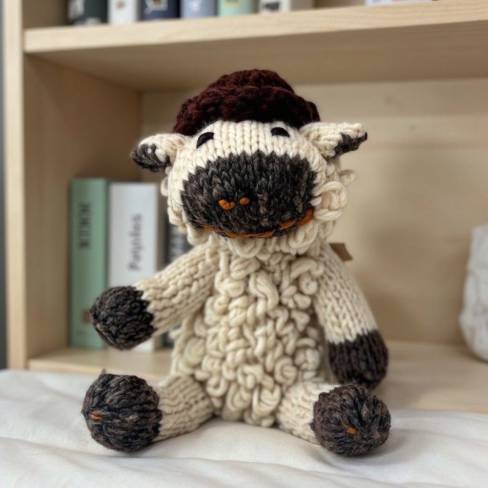 Finn + Emma Handmade Wool Knit Stuffy Buddy | Sawyer the Sheep