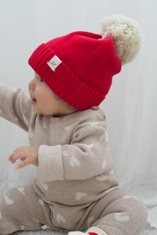 Luna + Luca Pom Beanie – Red