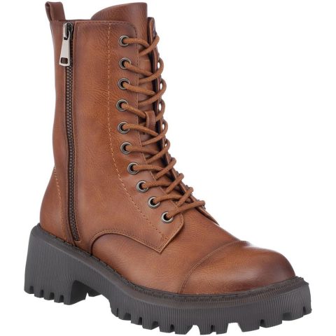 Mckay Faux Leather Pull On Combat & Lace-up Boots