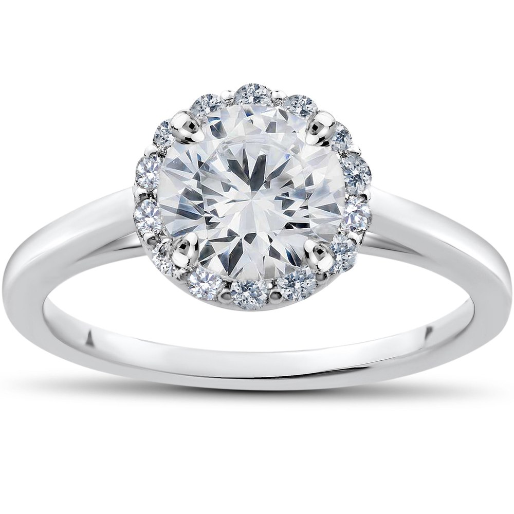 1 ct Lab Created Diamond Madelyn Halo Engagement Ring 14k White Gold