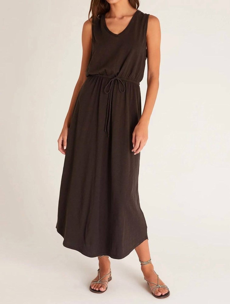 Lovewell Slub Maxi Dress In Vintage Black
