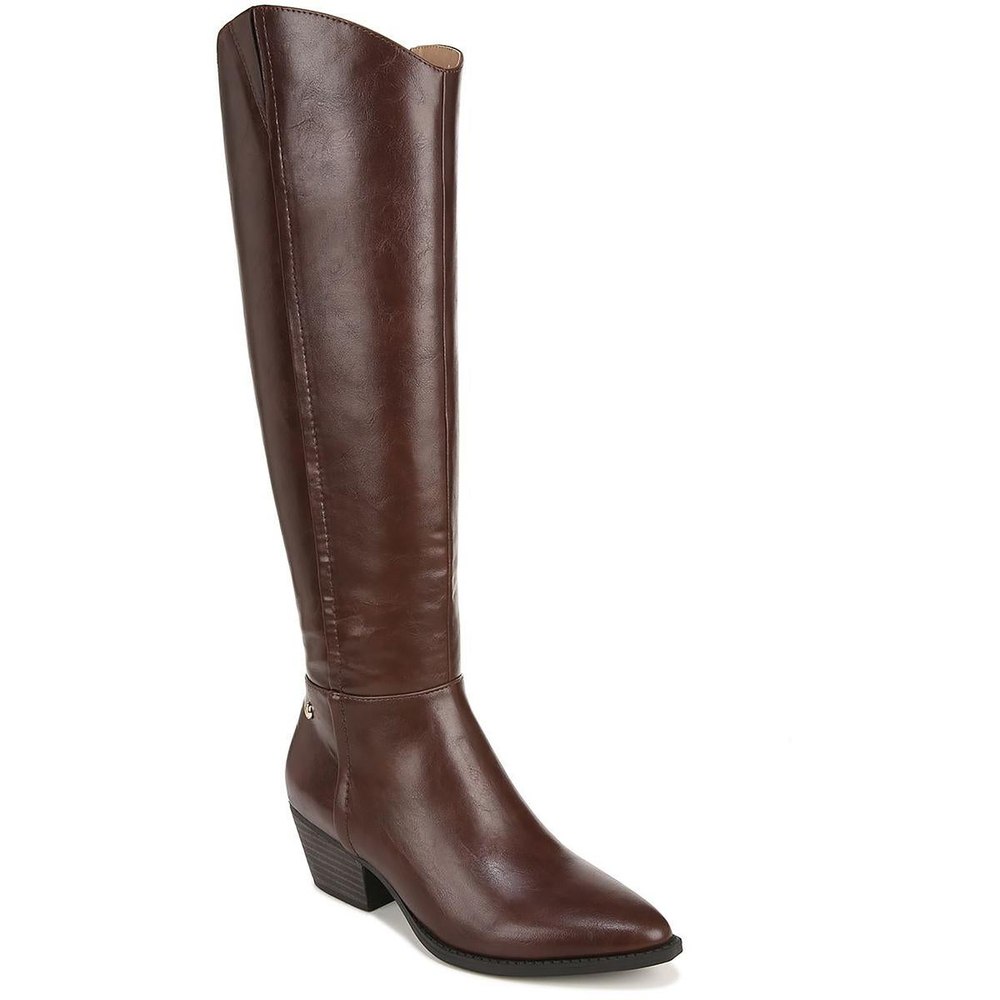 Reese Faux Leather Block Heel Knee-High Boots