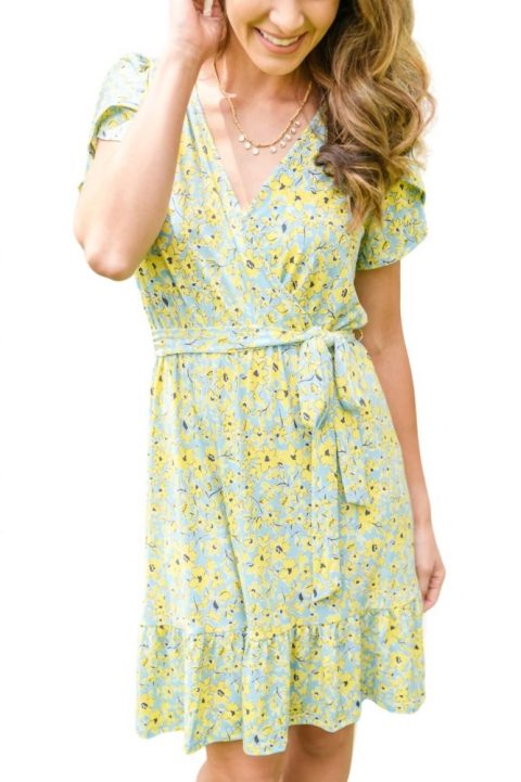 Clear Mind Dress In Blue/yellow