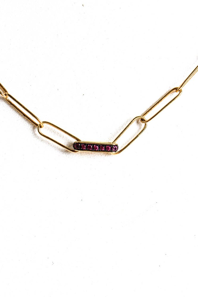 Rarities Womens Sterling Silver Gold Plated Purple Crystal Paper Clip Chain Necklace 20