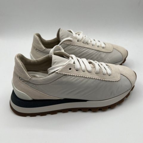 Brunello Cucinelli Nylon Suede White Women’s Sneakers In Verde Militare
