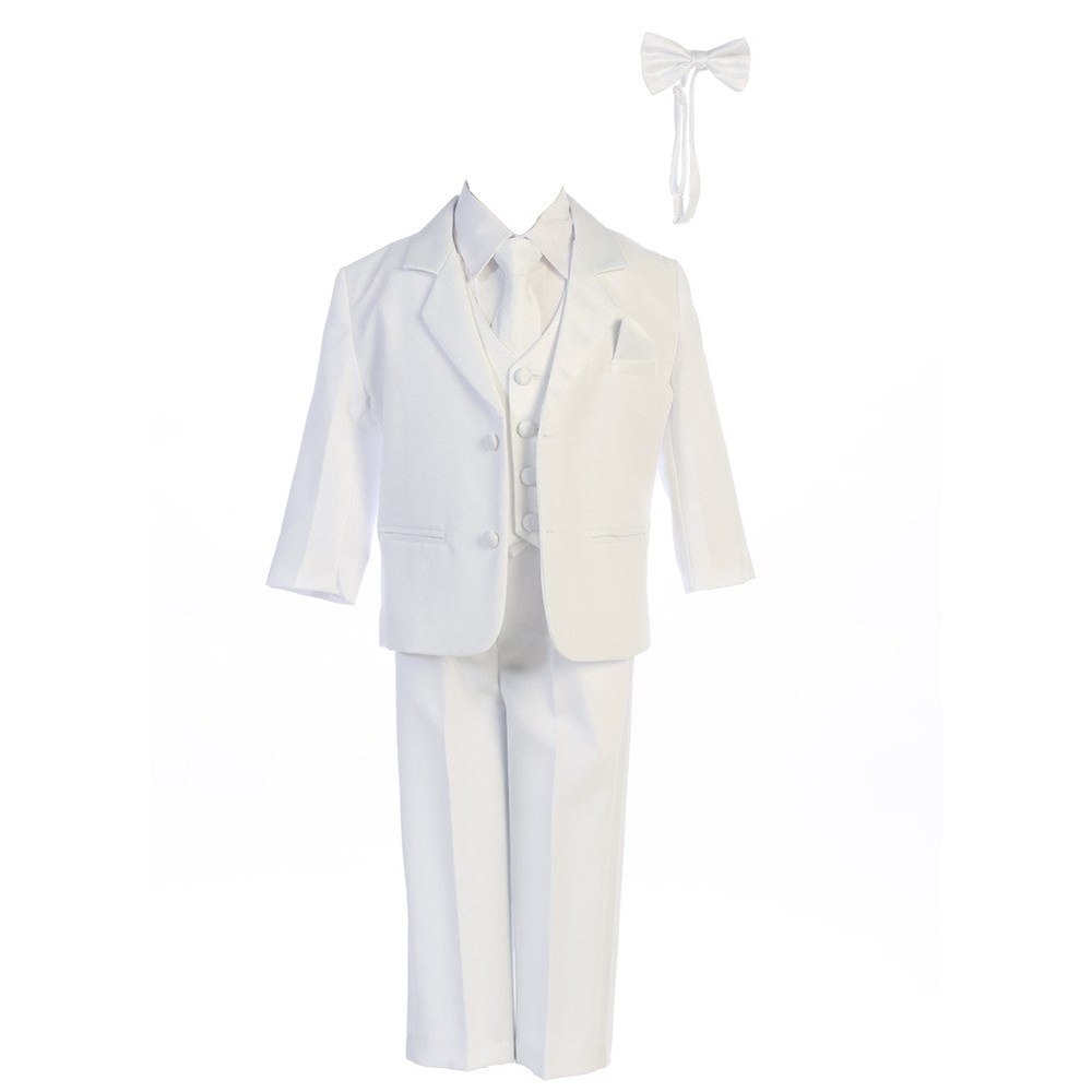 Baby Boys White Dinner Jacket Vest Bow Tie Zipper Shirt Pant Tuxedo 3-24M