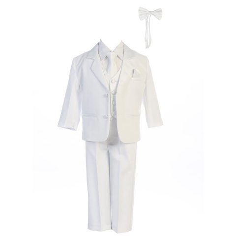 Big Boys White Jacket Vest Bow Tie Zipper Tie Shirt Pant Tuxedo 8-14