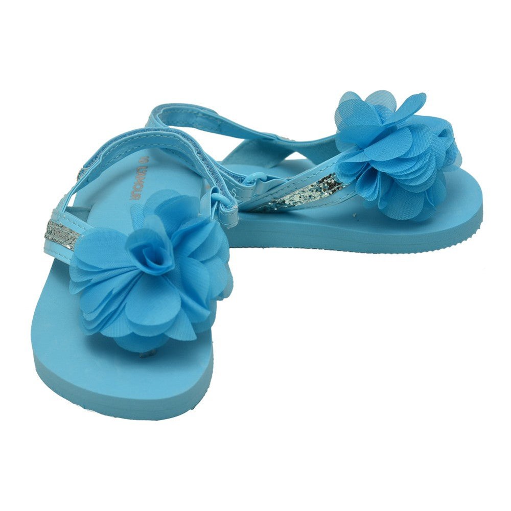 Little Girls Blue Sequin Eva Foam Sandals 5-10 Toddler