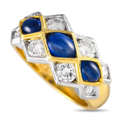 Adler 18K White Gold, Yellow Gold 0.80ct Diamond and Sapphire Ring AD33-051524