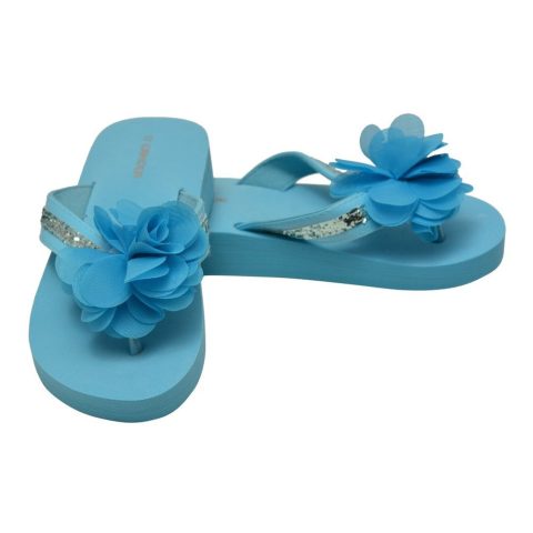 Little Girls Blue Sequin Eva Foam Sandals 11-4 Kids
