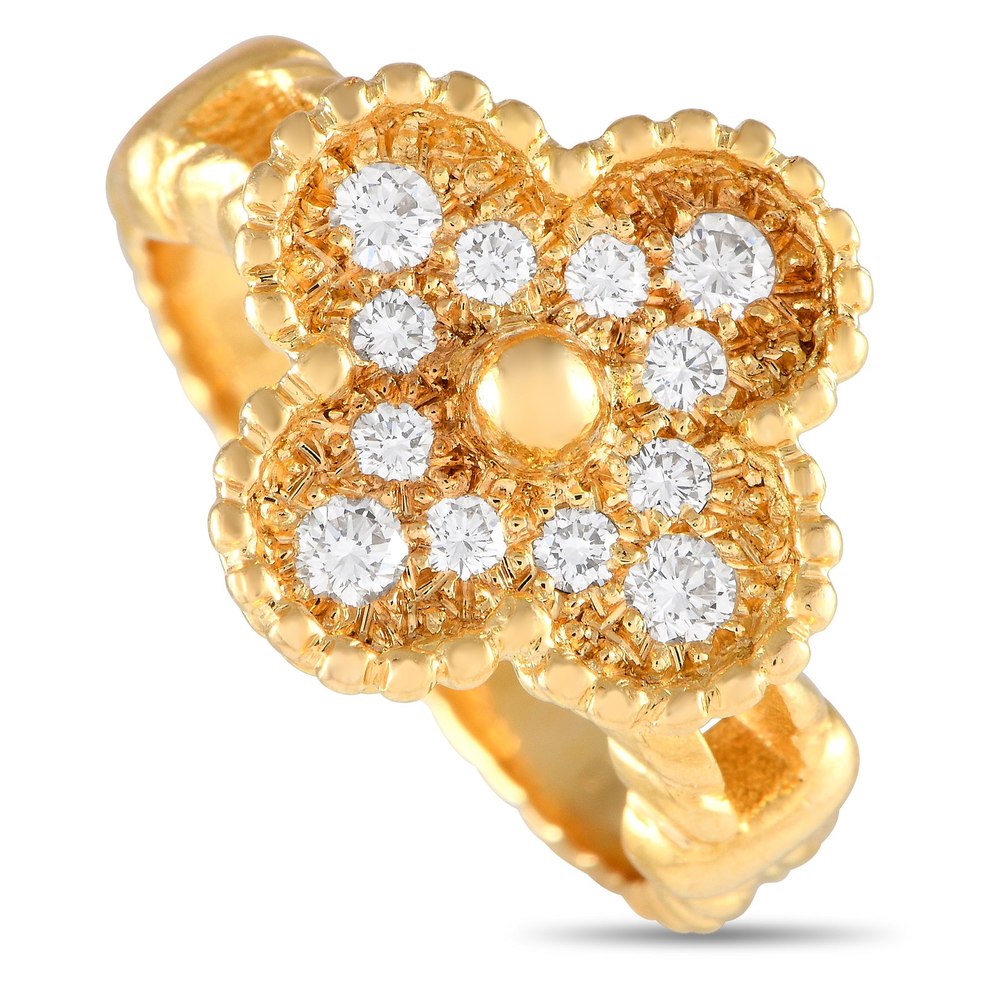 Van Cleef & Arpels Van Cleef & Arpels 18K Yellow Gold 0.48 ct Diamond Alhambra Ring VC05-051524