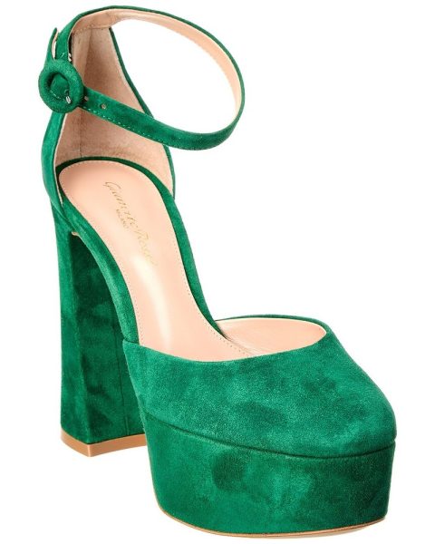 Gianvito Rossi Holly D’Orsay 70 Suede Platform Pump
