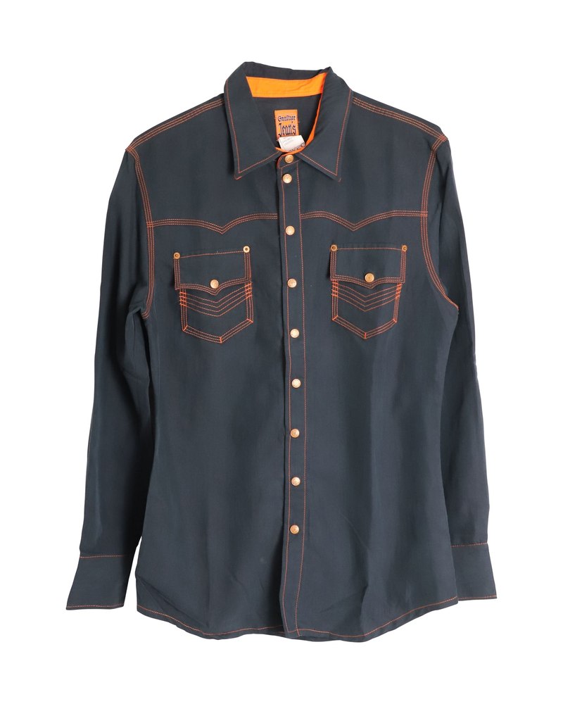 Jean Paul Gaultier Long Sleeve Button-Down Shirt in Black Polynosic