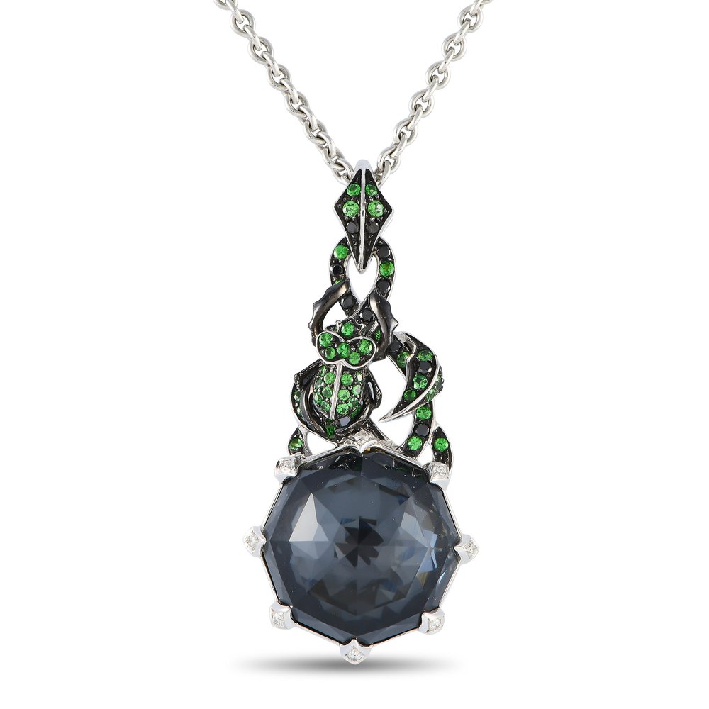 Stephen Webster 18K White Gold Quartz and Tsavorite Pendant Necklace SW37-051524