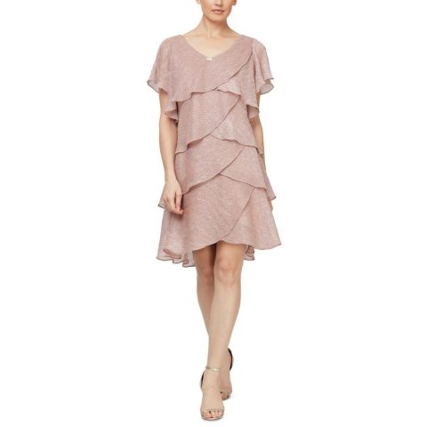 Metallic Tiered Shift Dress