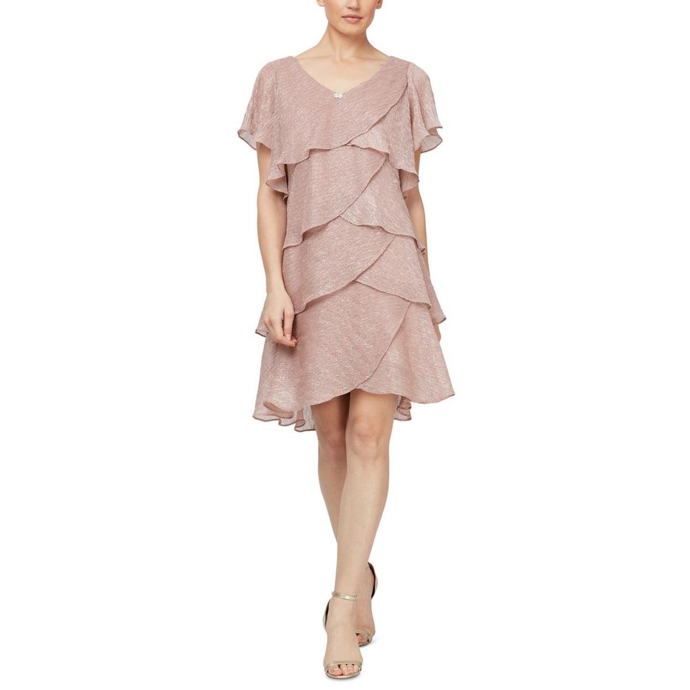 Metallic Tiered Shift Dress