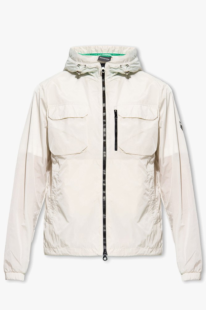 Duvetica New Mens Hooded White Windbreaker Zip Up Jacket