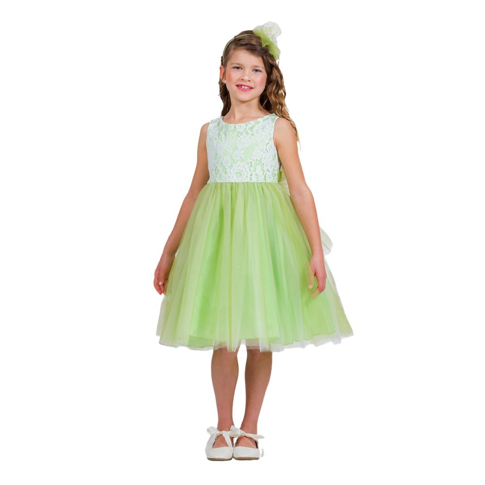 Little Girls Green Lace Tulle Sleeveless Easter Dress 2-6
