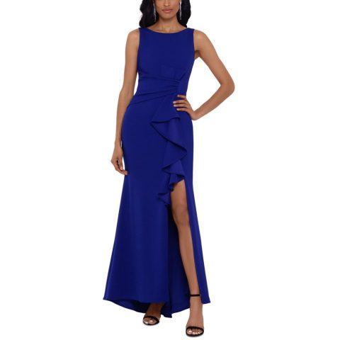Ruched Side Slit Evening Dress