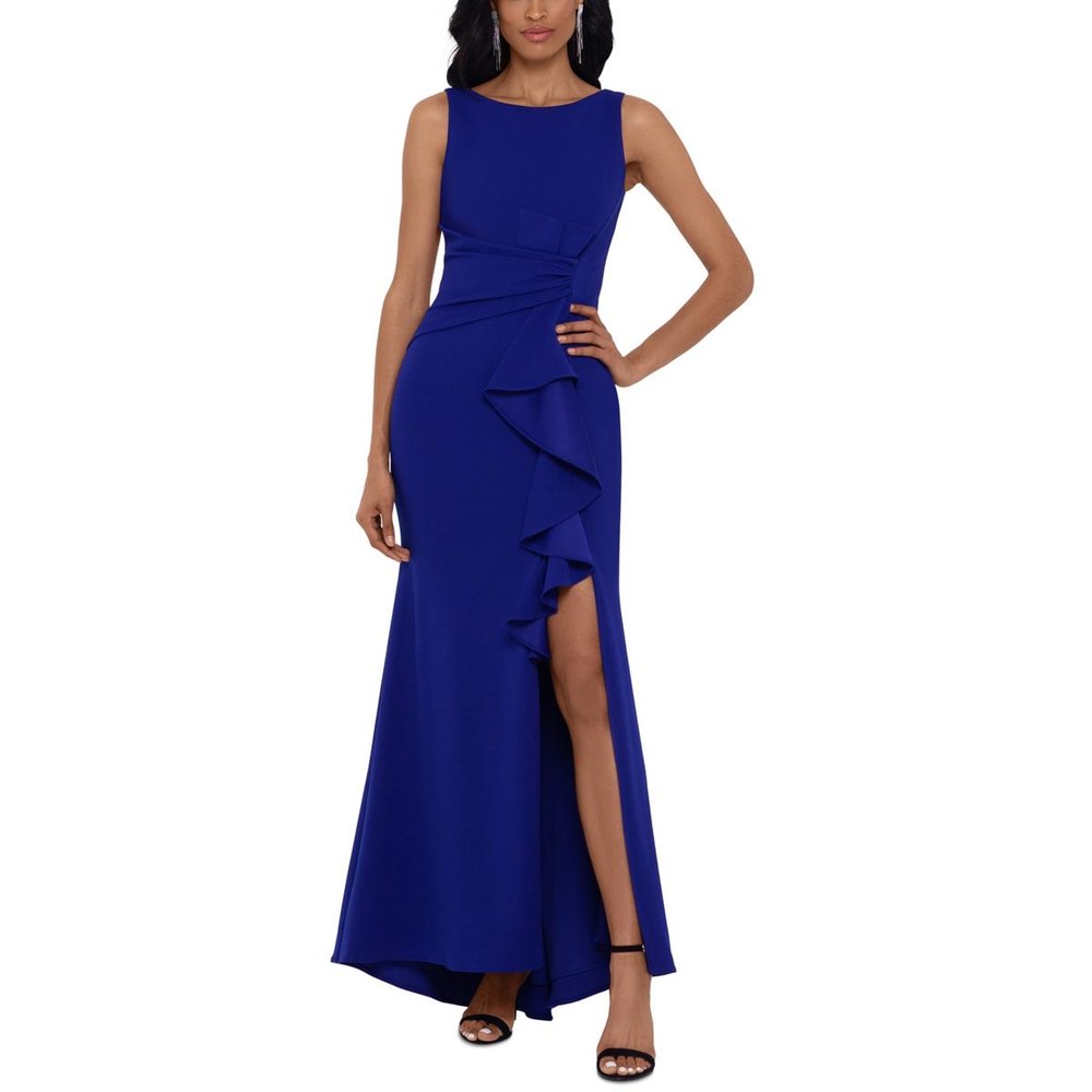 Ruched Side Slit Evening Dress