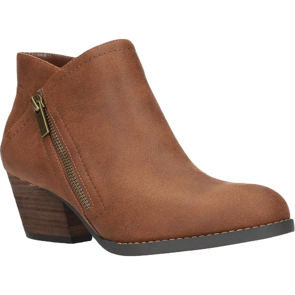 Bobbi Faux Leather Block Heel Booties