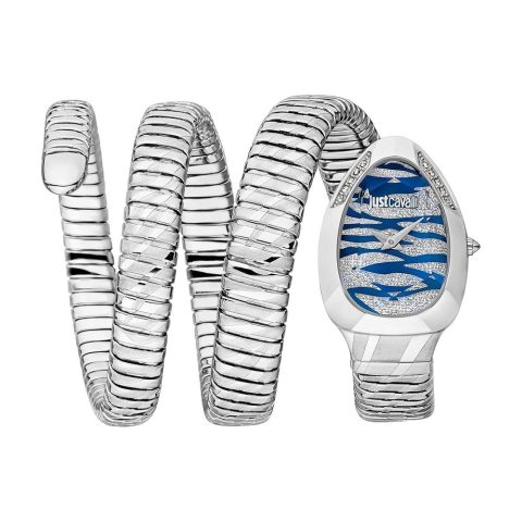 Just Cavalli Women’s Signature Snake Blue Dial Watch