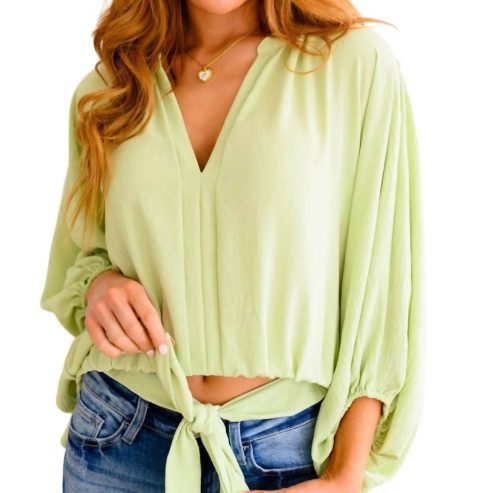 Hit Me Up Tie Detail Top In Green