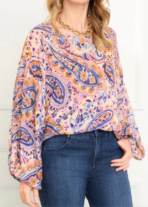 Women’s Blouson Top In Paisley