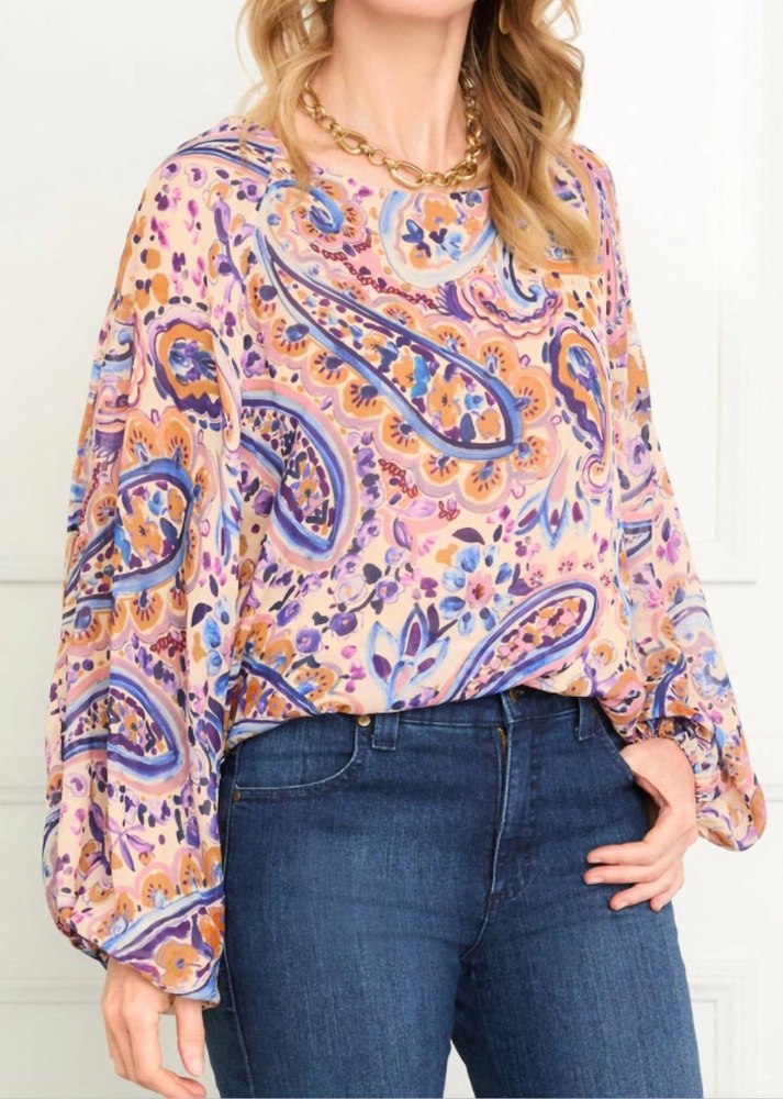 Women’s Blouson Top In Paisley