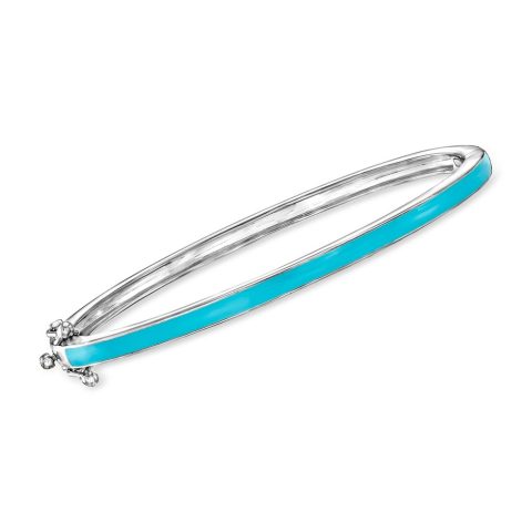Ross-Simons Turquoise Enamel Bangle Bracelet in Sterling Silver