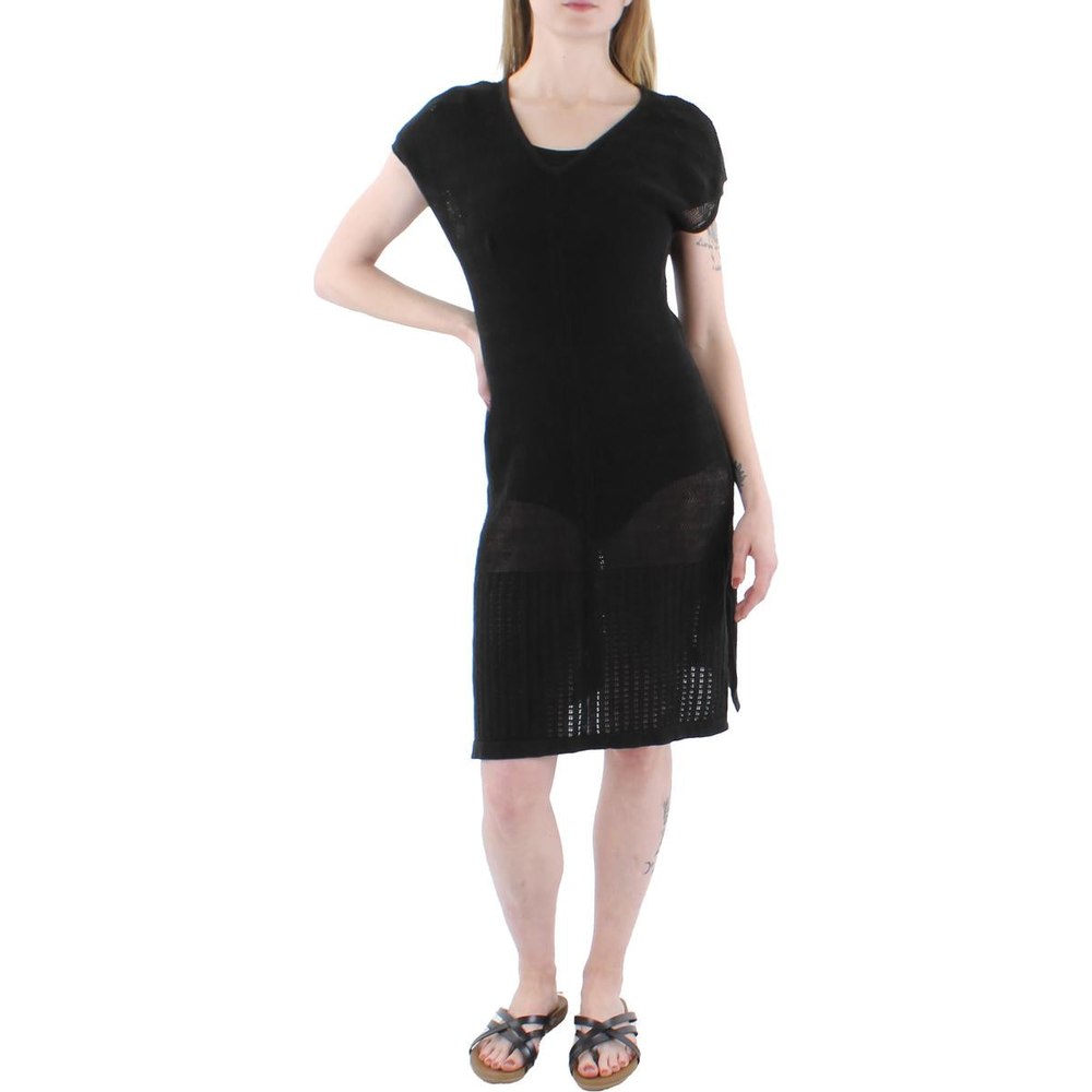Open Stitch Side Slits Tunic Top