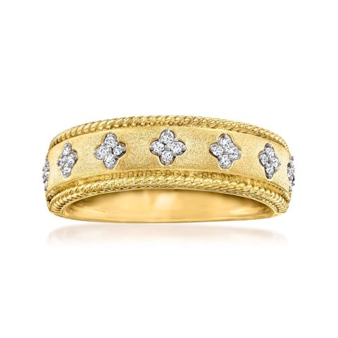 Ross-Simons Diamond Clover Ring in 18kt Gold Over Sterling
