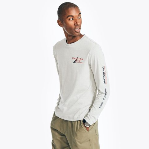 Nautica Mens Sustainably Crafted Graphic Long-Sleeve T-Shirt
