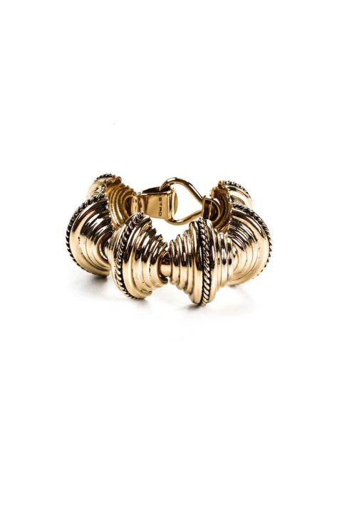 Etro Gold Tone Brass Metal Push Clasp Boho-Luxe Bracelet Gold