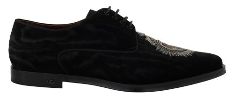 Dolce & Gabbana Velvet Derby Dress Heart Men’s Shoes