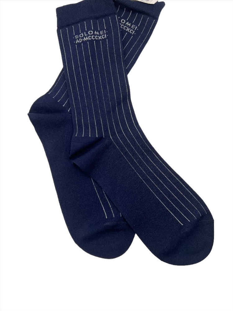Brunello Cucinelli Navy White Stripe Cotton Men’s Socks