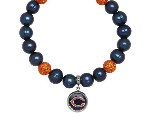 Chicago Bears Stretch Pearl & Crystal Bracelet In Blue 7732433256508