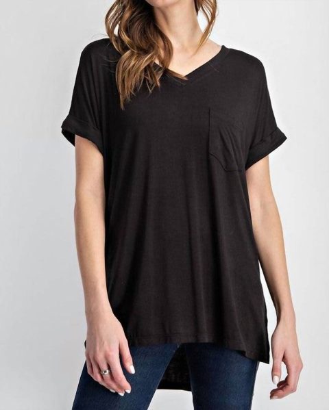 Sunday Mornings V-Neck Tee In Black 7732429357116