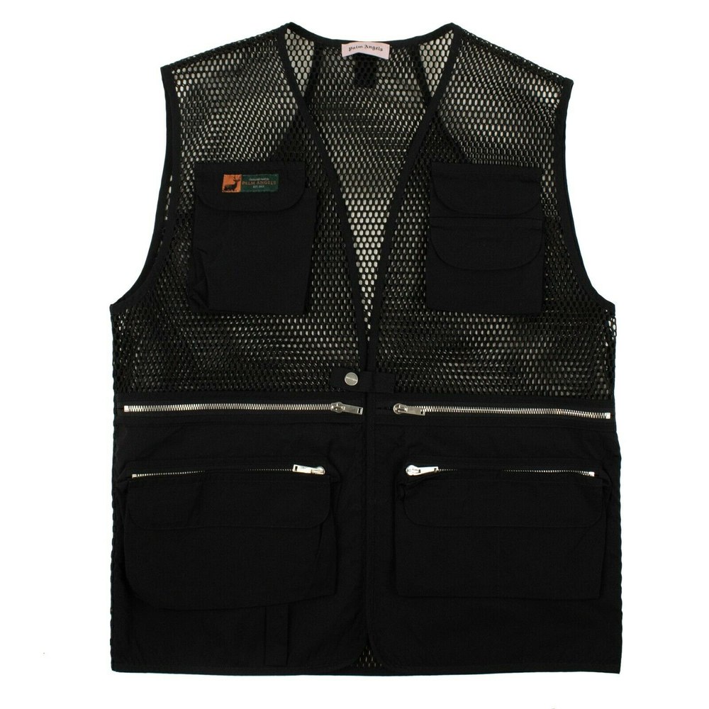 Men’s Black Mesh Multi Pocket Vest Jacket