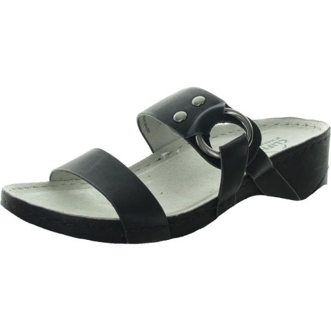 Colletta Embellished Faux Leather Slide Sandals