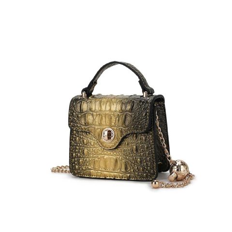 Luxe Croc-Embossed Mini Satchel with Chain Strap by Mia K